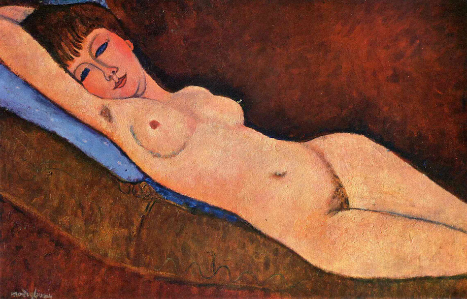 Reclining Nude with Blue Cushion, 1917 by Amedeo Modigliani